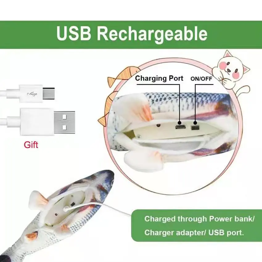 Interactive Toy Fish for Cats/Dogs - USB Charger